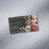 Carte De Visite Magnétique Élégant Moody Floral Pink Peony (In Situ)