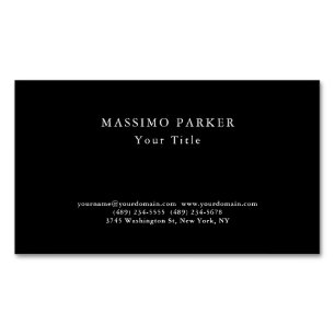 Carte De Visite Magnétique Élégant Noir Élégant Simple Moderne Professionnel