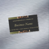 Carte De Visite Magnétique Élégant noir, or et olive Vert léopard rayures (In Situ)