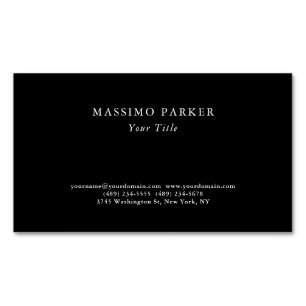 Carte De Visite Magnétique Élégant Noir Simple Moderne Professionnel