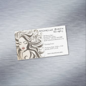 Carte De Visite Magnétique Élégant Sepia Chic Wavy Hairstyle extensions de ch (In Situ)