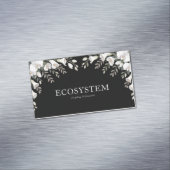 Carte De Visite Magnétique Elegant White Orchid Calla Lily Black Silver Frame (In Situ)