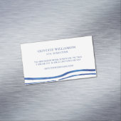 Carte De Visite Magnétique Elégante aquarelle Ocean Waves Navy Blue (In Situ)