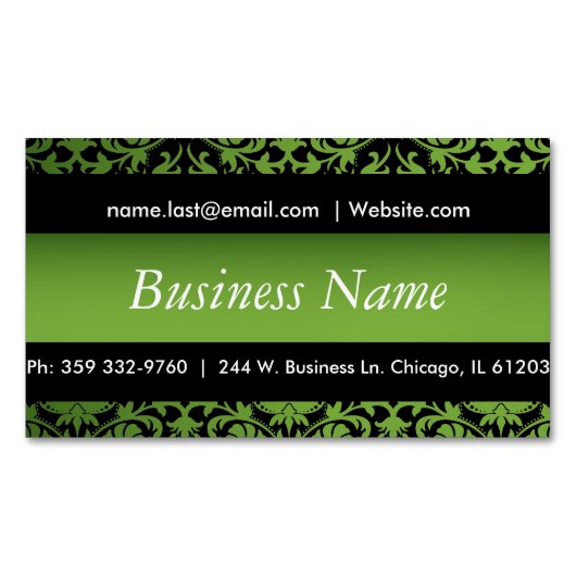 Carte De Visite Magnétique Elégante conception en noir et vert de lunette (devant)