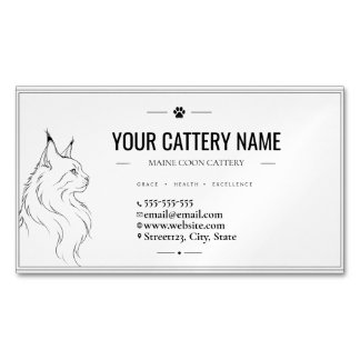 Carte De Visite Magnétique Élevage de Maine Coon minimaliste personnalisé
