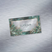 Carte De Visite Magnétique Emerald Marble Eucalyptus Gold Foliage Frame (In Situ)