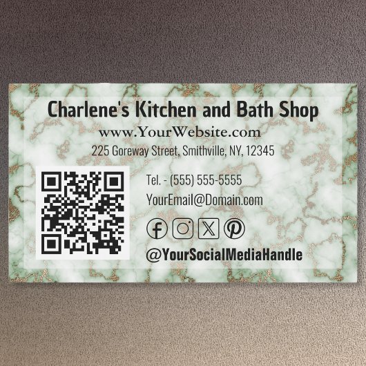 Carte de visite magnétique en marbre d'or vert Fau