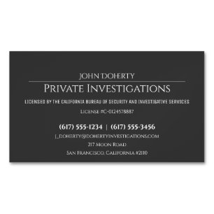 Carte De Visite Magnétique Enquêtes privées   Détective Professionnelle