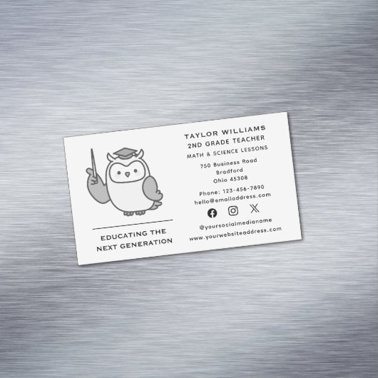 Carte De Visite Magnétique Enseignant Owl Enseignant Tuteur Tutorer les média (In Situ)