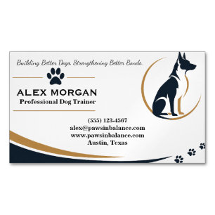 Carte De Visite Magnétique Entraîneur de Chien Personnalisé Moderne avec Logo