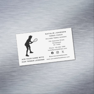 Carte De Visite Magnétique Entraîneur de tennis Femme Instructeur Sports Médi