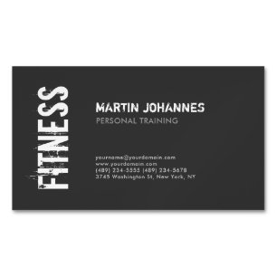 Carte De Visite Magnétique Entraîneur Personnel Moderne Fitness Sport Noir Bl
