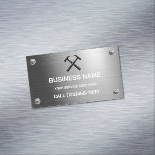 Carte De Visite Magnétique Entrepreneur en bâtiment Logo marteau métallisé ar