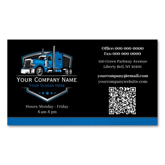 Carte De Visite Magnétique Entreprise de camionnage professionnel Code QR (devant)