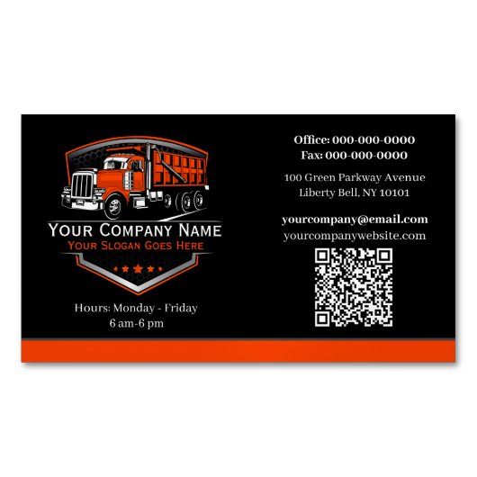 Carte De Visite Magnétique Entreprise de camionnage professionnel Code QR (devant)