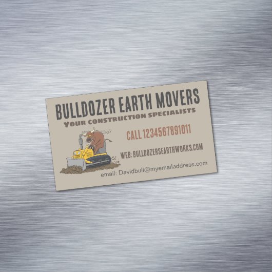 Carte De Visite Magnétique Entreprise de construction de bulldozer de conduit (In Situ)