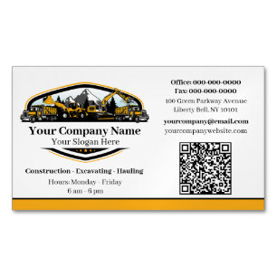 Carte De Visite Magnétique Entreprise de Construction de Matériel Lourd Profe