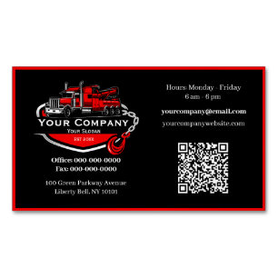 Carte De Visite Magnétique Entreprise de remorquage professionnelle, service 