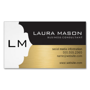 Carte De Visite Magnétique Entreprise Gold Noir avec Monogramme