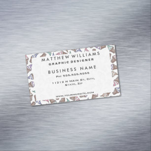 Carte De Visite Magnétique Eté Crème de glace Cones Tourbillonnant Aquarell