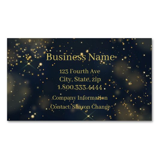 Carte De Visite Magnétique Étoiles élégantes en bleu foncé (devant)