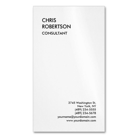 Carte De Visite Magnétique Exclusive Spéciale Noir Blanc Moderne Unique (devant Vertical)