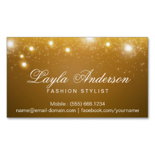 Carte De Visite Magnétique Fashion Stylist - Parties scintillant d'or scintil