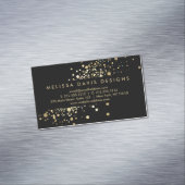 Carte De Visite Magnétique Faux Gold Confetti sur Black Modern (In Situ)