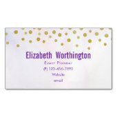 Carte De Visite Magnétique Faux Gold Confetti sur Purple Aquarelle (devant)