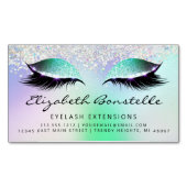 Carte De Visite Magnétique Faux Holographie Parties scintillant Yeux vert pou (devant)