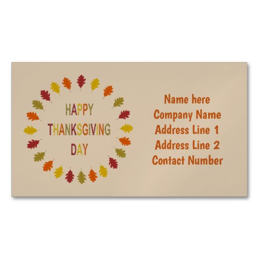Carte De Visite Magnétique Feuilles de chêne Thanksgiving Custom (devant)