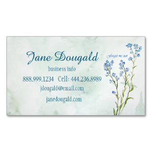 Carte De Visite Magnétique Fleur bleue de myosotis à l'aquarelle