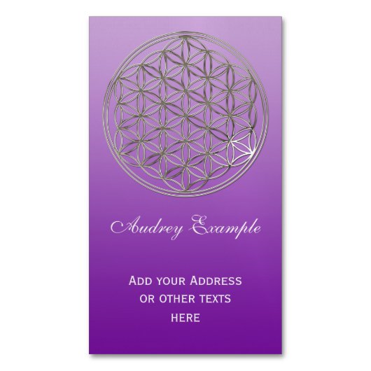 Carte De Visite Magnétique Fleur de la vie / Blume des Lebens - argent (devant Vertical)