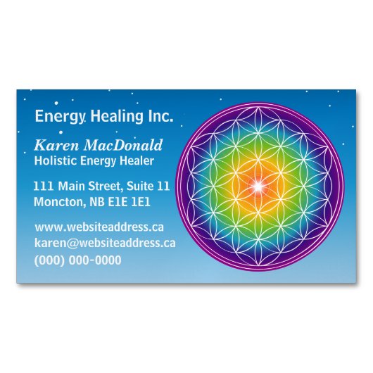 Carte De Visite Magnétique Fleur de vie Starry Sky (devant)