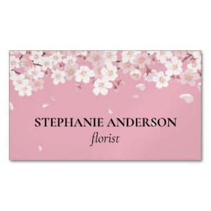 Carte De Visite Magnétique Fleuriste à l'aquarelle rose élégante