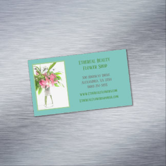 Carte De Visite Magnétique Fleuriste turquoise