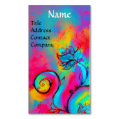 CARTE DE VISITE MAGNÉTIQUE FLEURS BLEU ROSE JAUNE BLANC (devant Vertical)