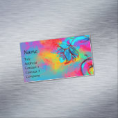 CARTE DE VISITE MAGNÉTIQUE FLEURS BLEU ROSE JAUNE BLANC (In Situ)