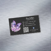 Carte De Visite Magnétique Fleurs de papillon violet noir Code QR Facebook (In Situ)