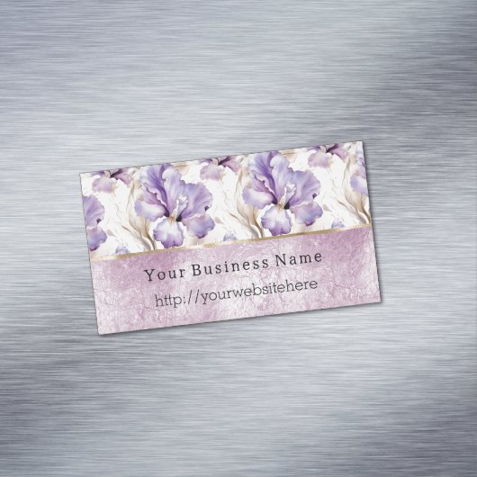 Carte De Visite Magnétique Fleurs d'Iris Violet nom de site Web d'entreprise (In Situ)