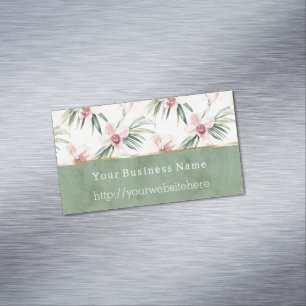 Carte De Visite Magnétique Fleurs d'orchidée rose vert Nom de l'entreprise si