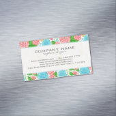 Carte De Visite Magnétique Fleurs Et Roses Pastel En Bleu Rose Et Blanc (In Situ)