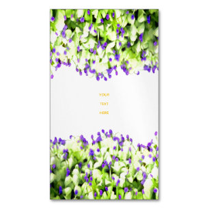 Carte De Visite Magnétique fleurs vertes et violettes