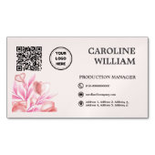 Carte De Visite Magnétique Floral Elegant QR Code Business Logo (devant)