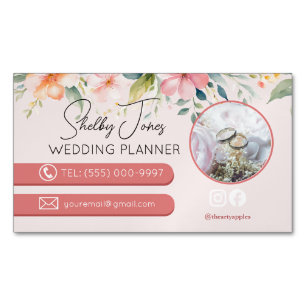 Carte De Visite Magnétique floral Elegant Wedding Planner Petite entreprise