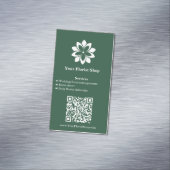 Carte De Visite Magnétique 🌼 Floriste Vert & Blanc Floral Services (In Situ)
