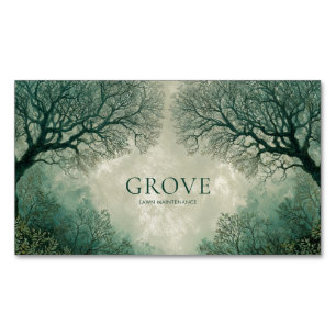 Carte De Visite Magnétique Forêt Arbre Nu Sarcelle Sauge Hiver Bois de campag