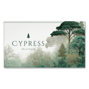 Carte De Visite Magnétique Forêt mystérieuse sereine Arbres verts minimaliste