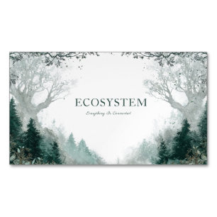 Carte De Visite Magnétique Forêt mystique d'hiver Arbre dénudé Bleu givré Rus