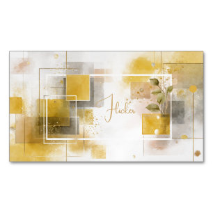 Carte De Visite Magnétique Géométrique Abstrait Aquarelle Jaune Or Moderne
